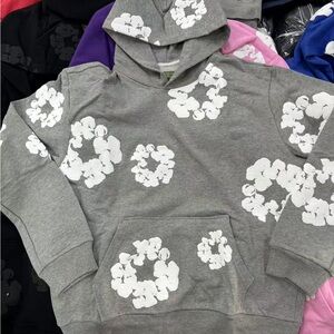 Gray Floral Hoodie